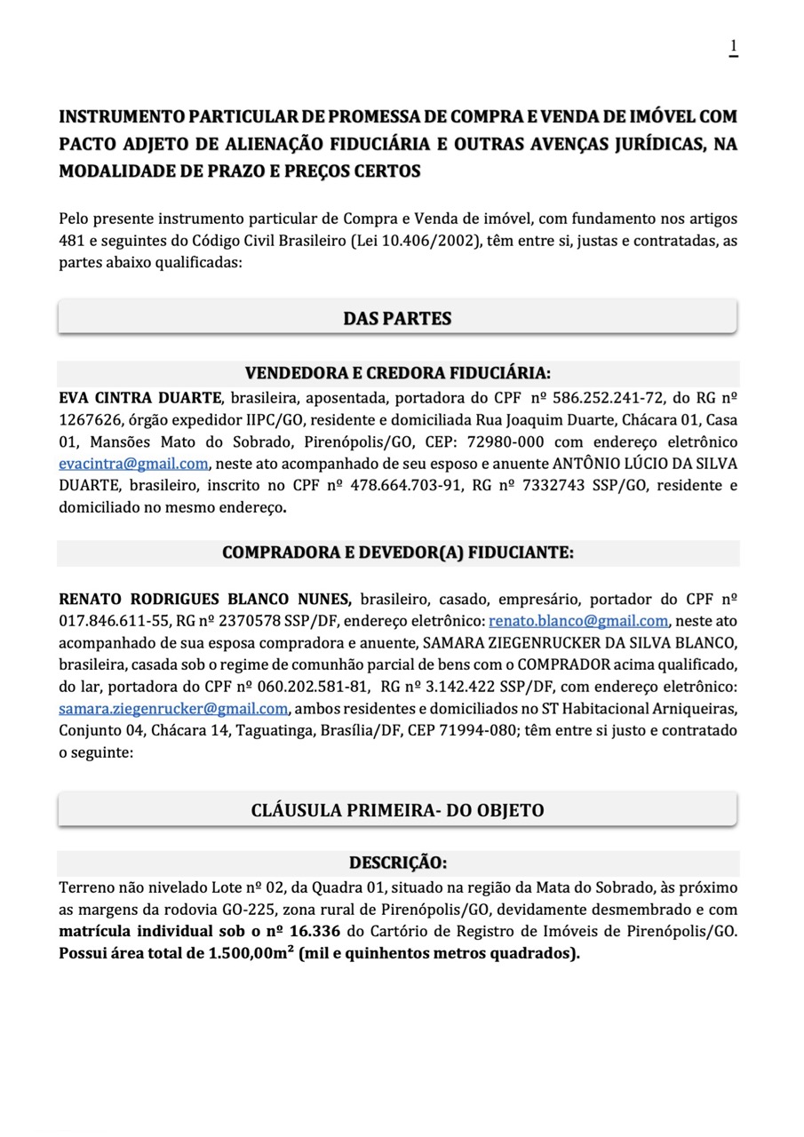 Página 1 do contrato