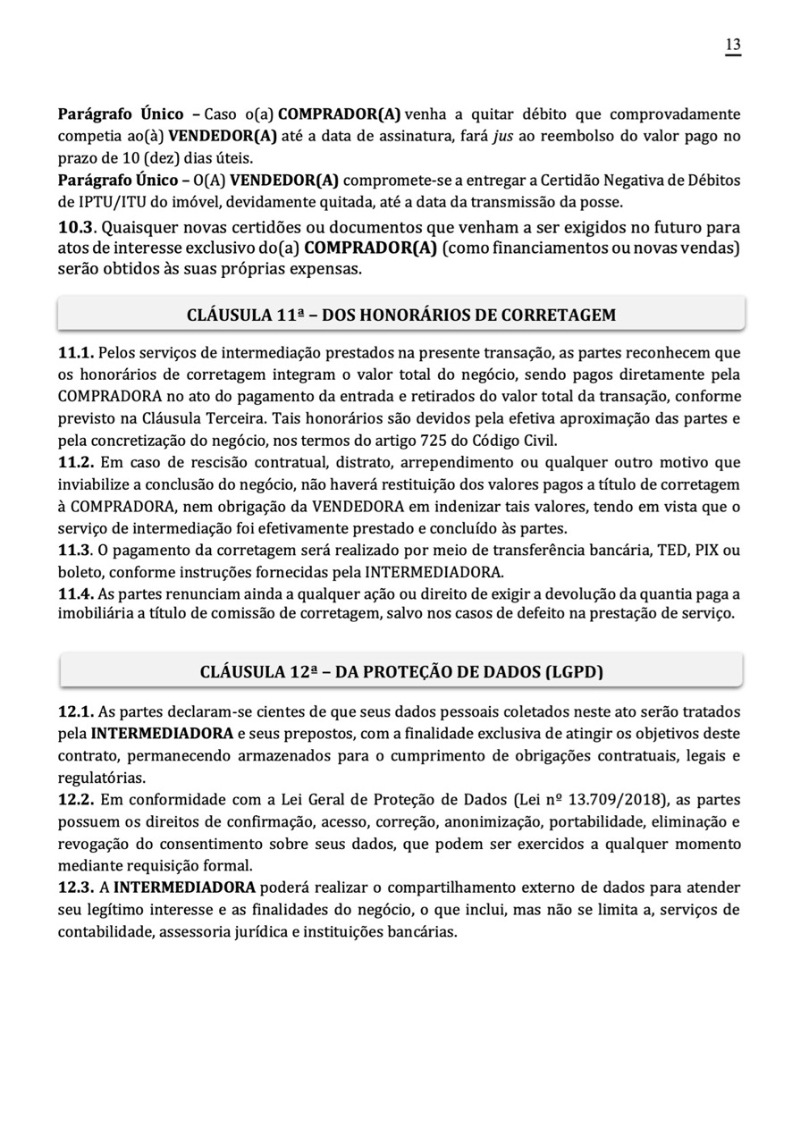 Página 13 do contrato