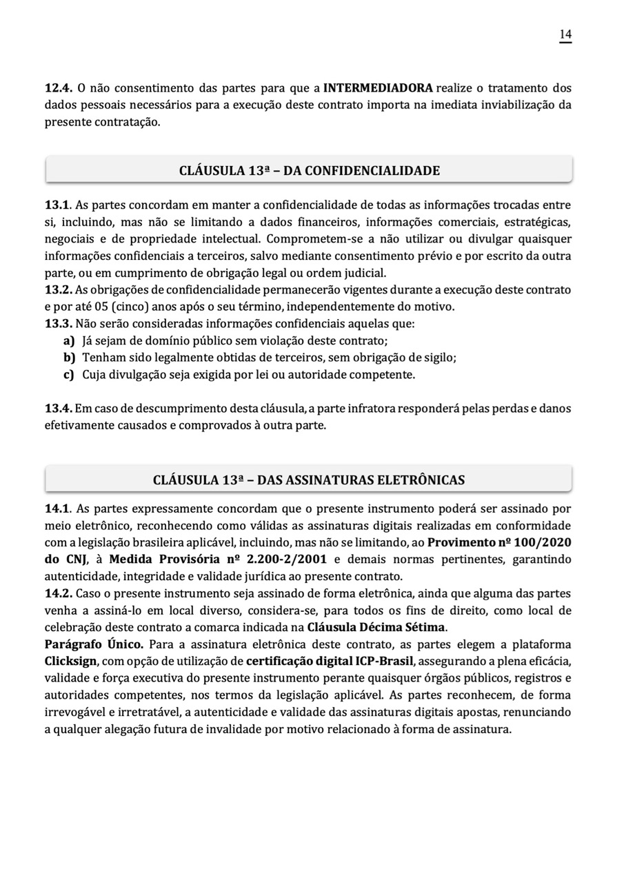 Página 14 do contrato