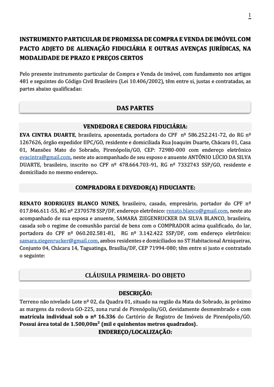 Página 1 do contrato