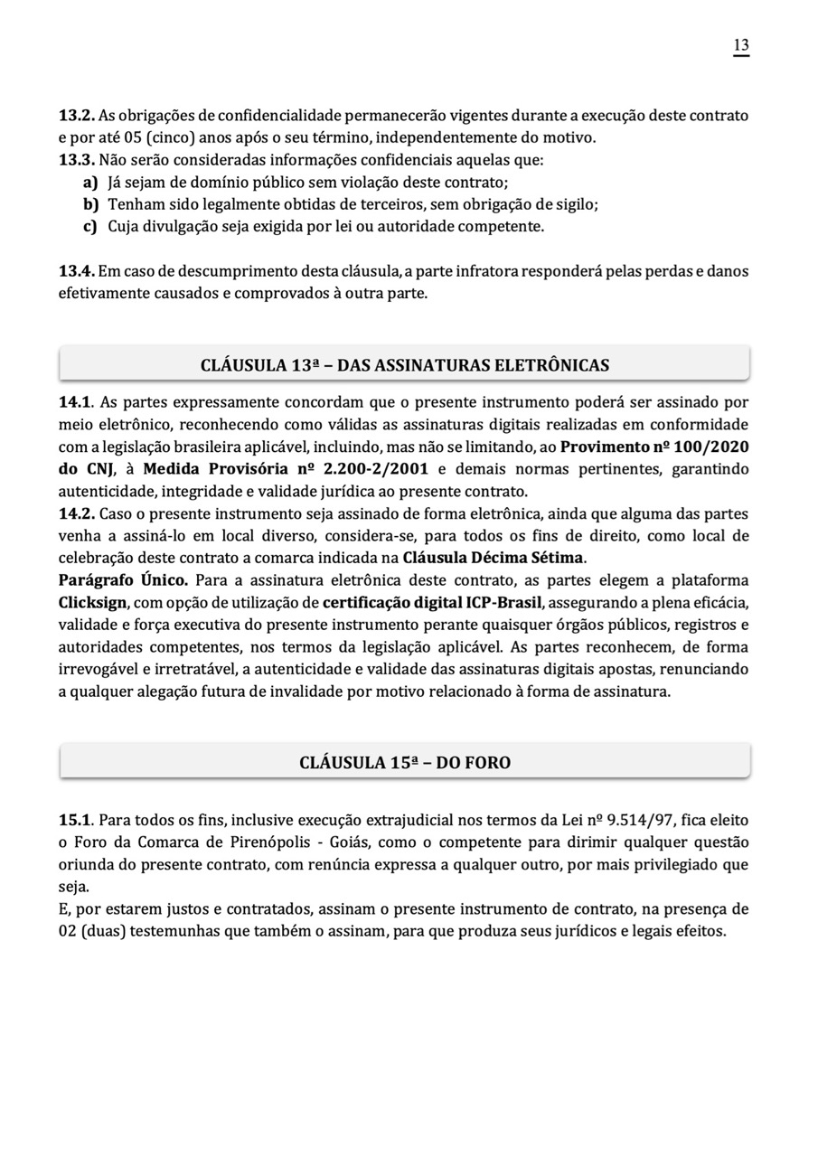 Página 13 do contrato